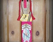 Folk Art Doll Raggedy Annie Ann Doll Pick Up Sticks Tin Shelf Sitter Decor FosterChild Whimsy
