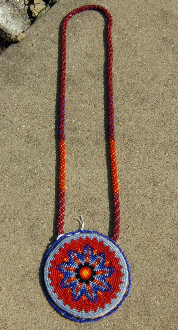 Native American style beaded medallion necklace by isisbeadwork