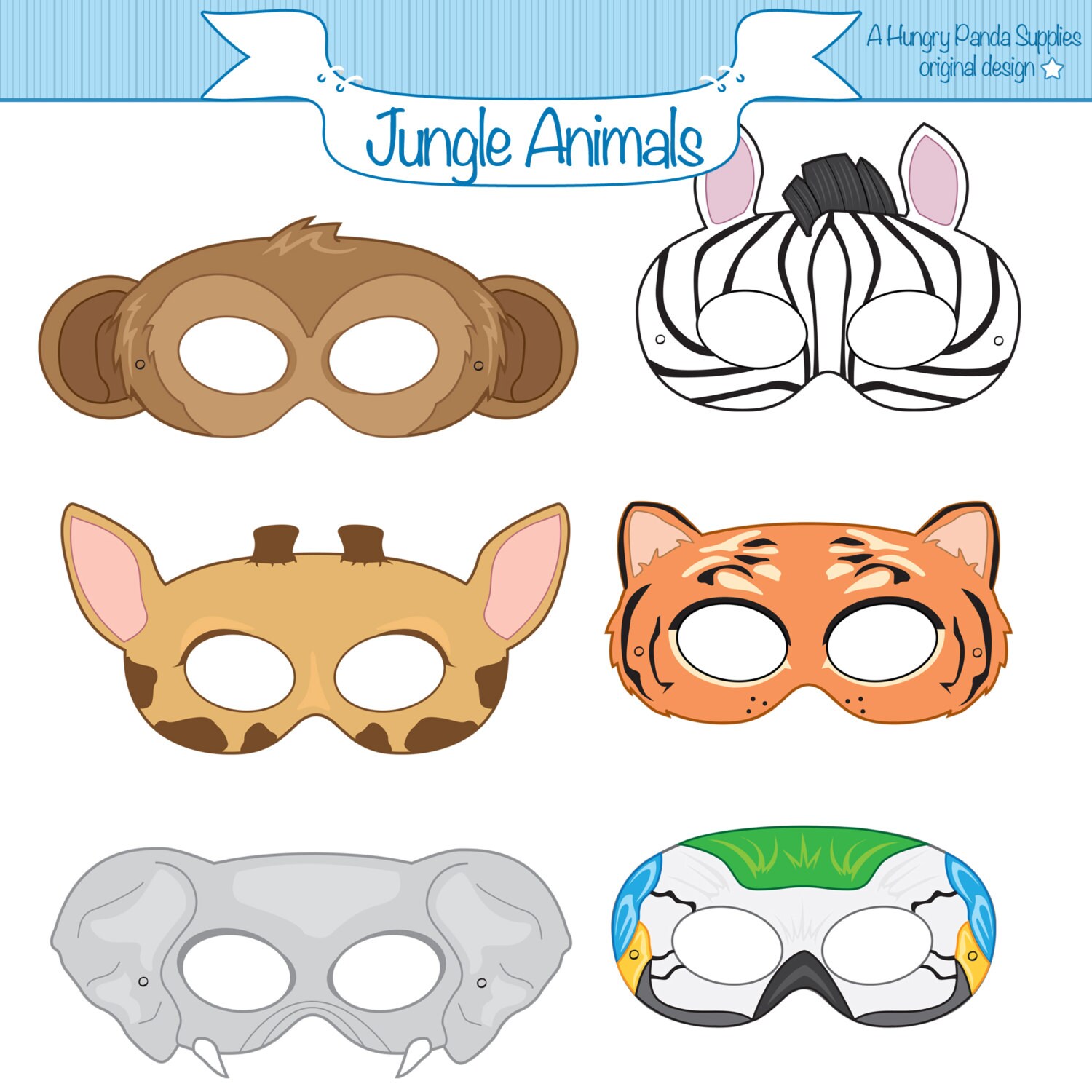 Jungle Animals Printable Masks Monkey Mask Zebra Tiger