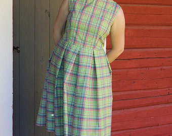 Alice plaid summer dress with pleated skirt SIZE US 12