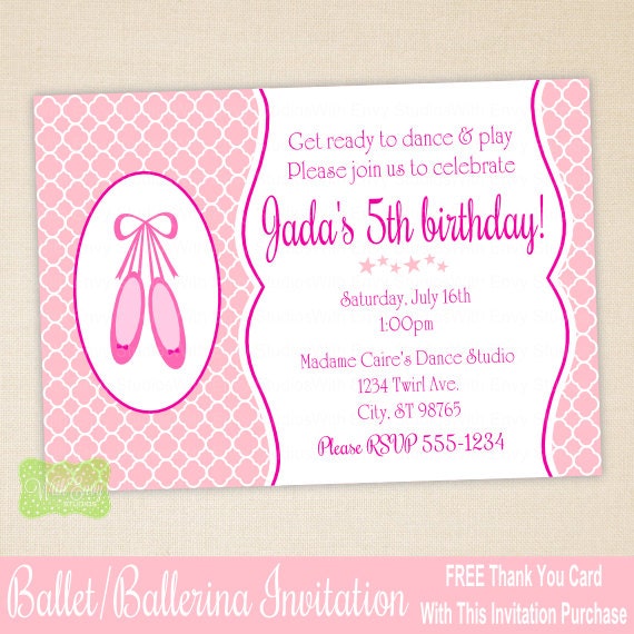 Ballet Party Invitation, Digital Ballet Invitation, Ballerina Invitation, Printing Available, Ballet Party Printables Il_570xn