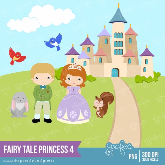 FAIRY TALE PRINCESS 4 Digital Clipart , Princess Clipart / Instant Download Il_570xn