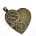 2 Steampunk Heart Gear Charms Antique Bronze - 50x48mm - 2pcs - Ships IMMEDITAELY from California - BC02