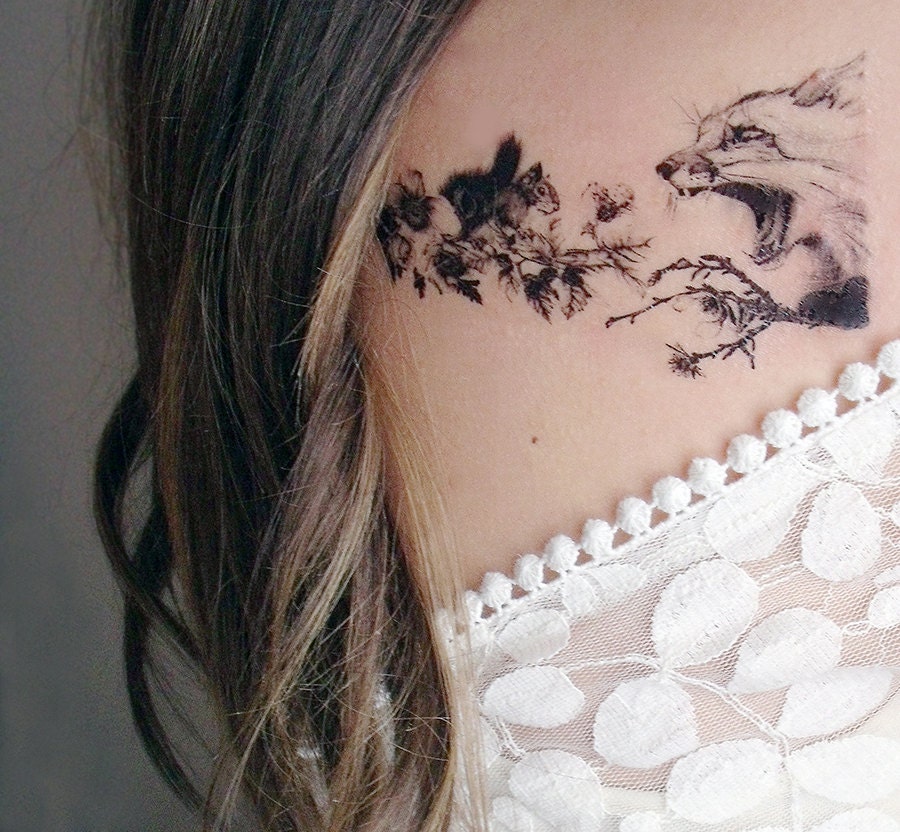 temporary tattoo fox and squirrel temporary tattoo fox and squirrel