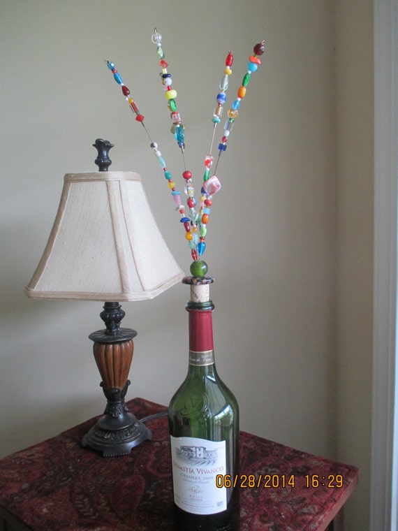 Items similar to Beaded Blossom Topper Wine Bottle Topper Glass
