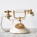 Vintage Ivory and Gold Rotary French Phone with Cameo - Working Princess Telephone