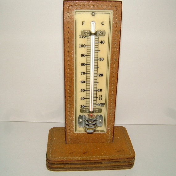 1950s English Mercury Thermometer Real Pigskin by BiminiCricket