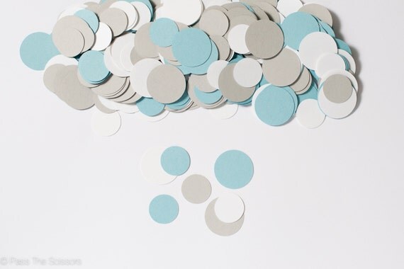 Circle Confetti - White, Light Blue and Gray - Baby Shower Decoration - Party Decoration Il_570xn
