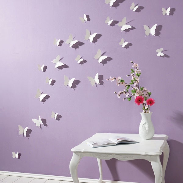 3D Butterfly Wall Stickers White 15PC Butterfly Decorations