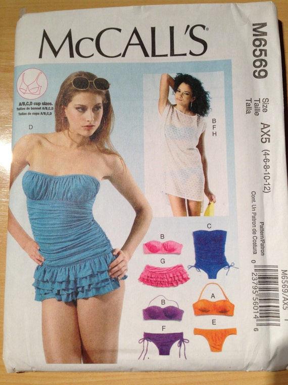McCalls Pattern 6569 Uncut Misses Tops, Swimsuits, Bikinis, and Cover Up