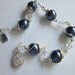 Navy Pearl and Swarovski Crystal Bracelet - Wire Wrapped, Soft Navy, Bridal, Wedding, Birthday, For Her, Gift For Her, Mother of the Bride