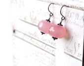 Pale Pink Earrings, Pink Agate Earrings, Sterling Silver Earrings, Baby Pink Jewelry, Rondelle Earrings, Vintage Style Drop Earrings Etsy UK