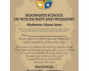 Custom Digital File: Harry Potter Letter Baby Shower Invite
