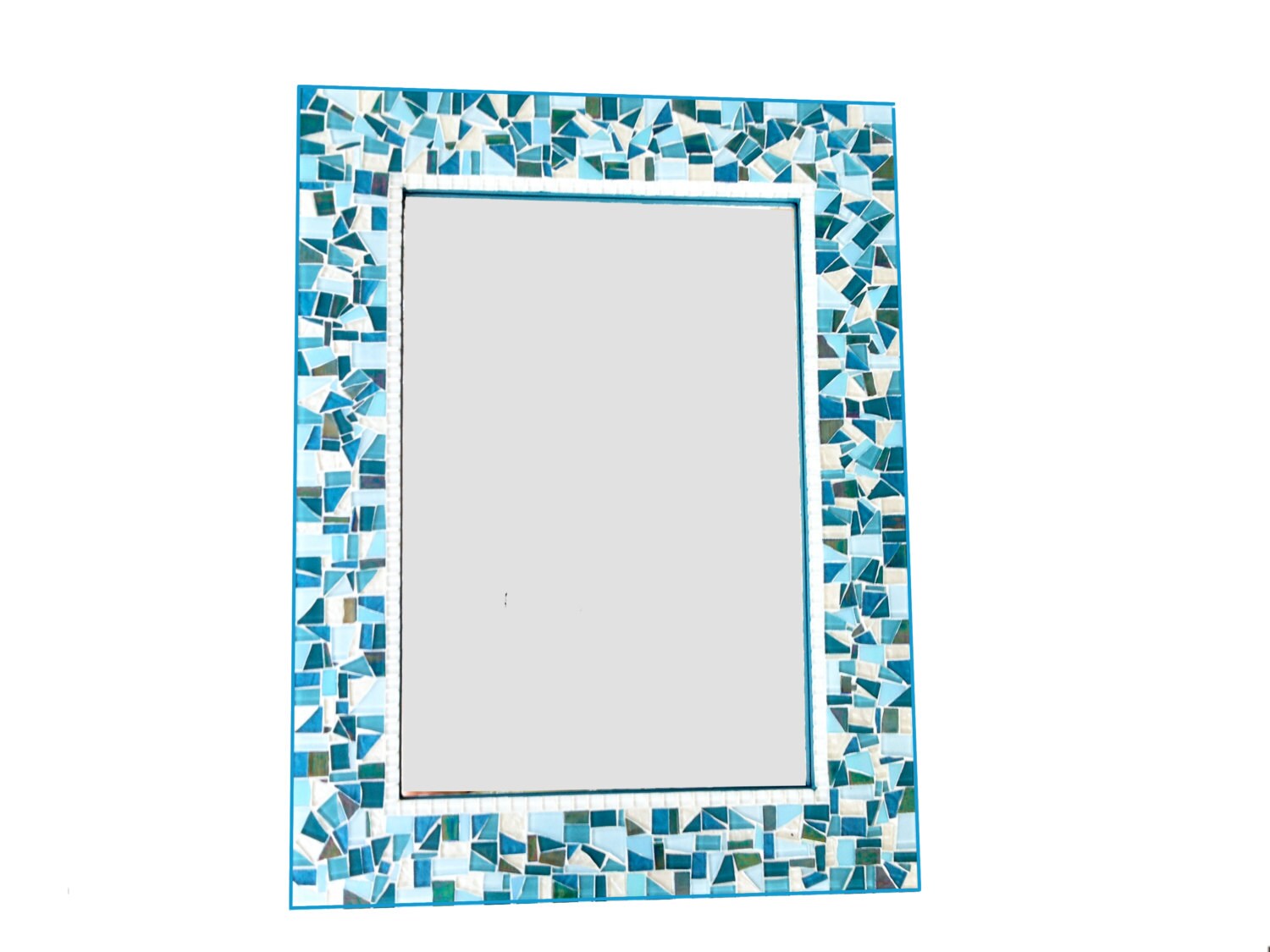 Turquoise Teal and Blue Large Mosaic Wall Mirror