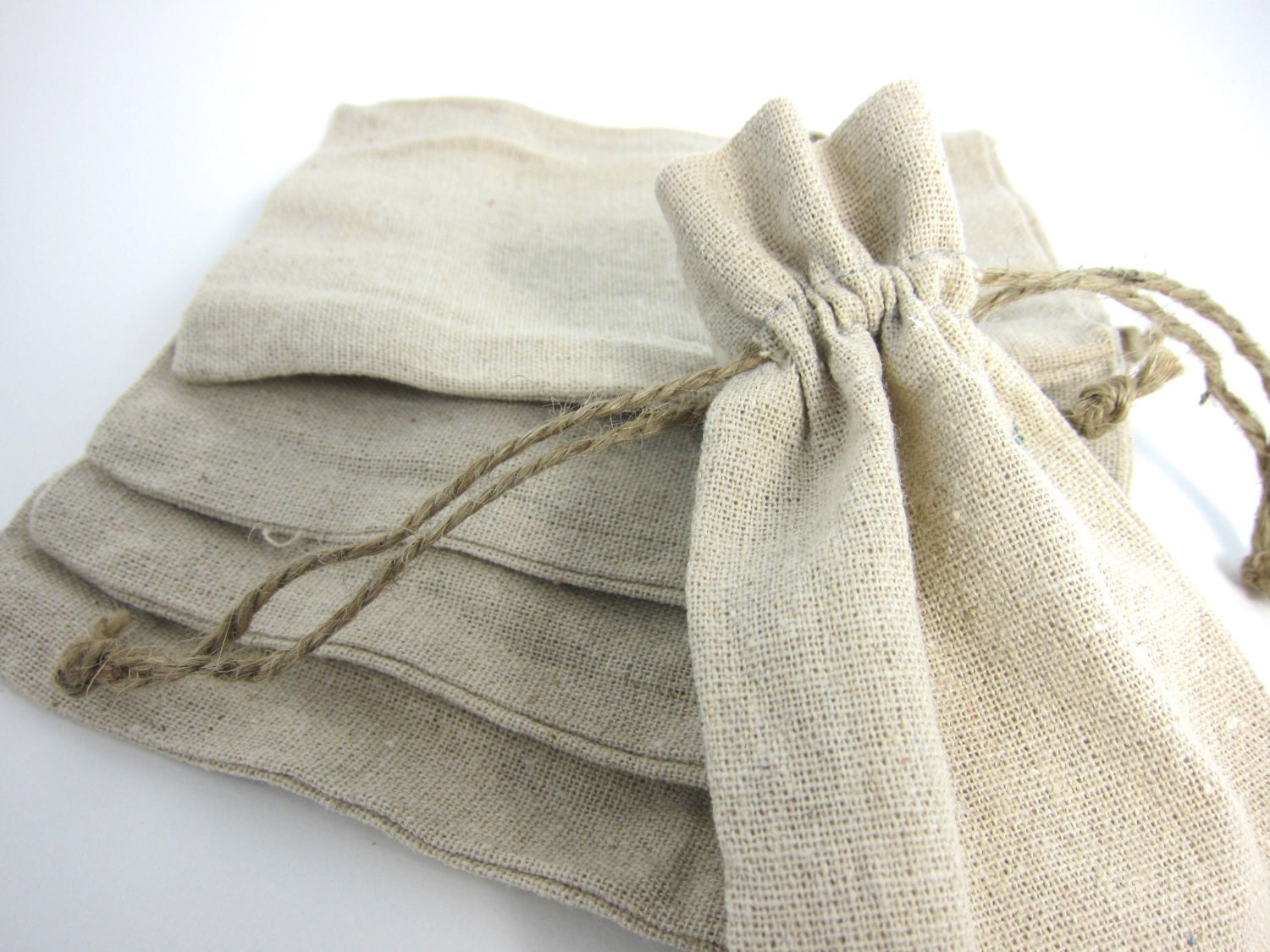 10 Medium Natural Linen Bags Pouches 4 by 6 inch for