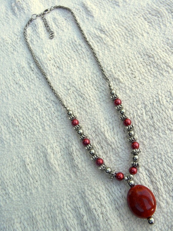 Spanish Style Red and Silver Beaded by snowflakeandchronos on Etsy