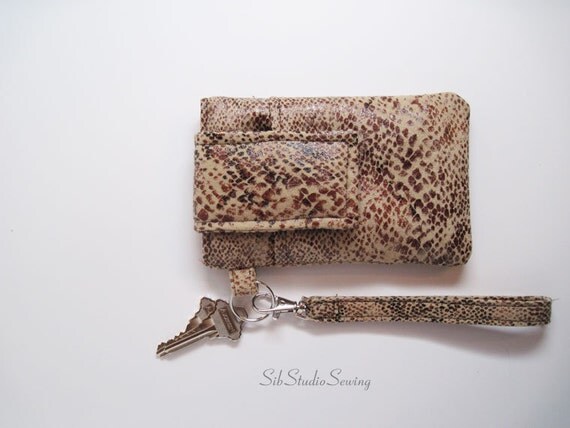 Snakeskin Suedecloth Wristlet, Fits iPhone 5 and Smartphones up to 5 ...