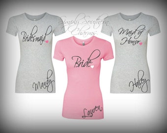 8 Short Sleeve Bridesmaid Shirts. 8 by SouthernGraceAndCo on Etsy