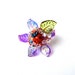 Wire Wrapped Ring, Beaded Ladybug Ring, Purple Leaf Ring, Large Beaded Ring, Statement Ring, Glass Bead Ring, Cocktail ring, Garden Inspired
