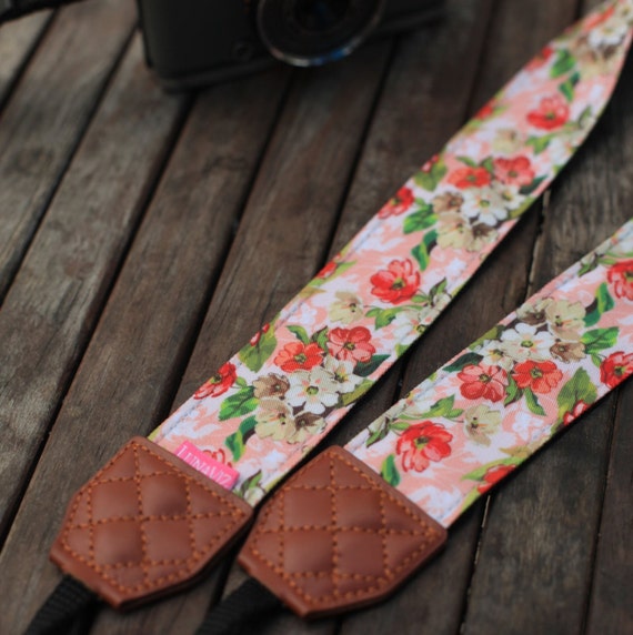 Camera Strap - Red China Rose for DSLR and Mirrorless