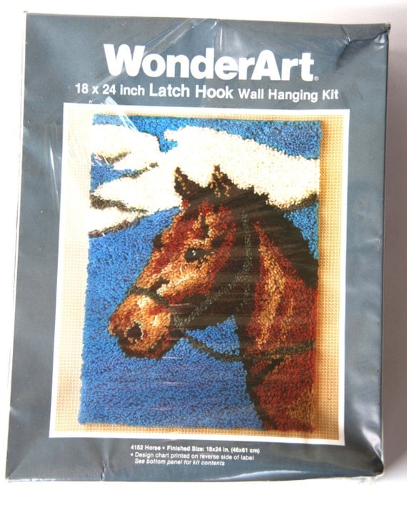 Rare Vintage Latch Hook Art Kit Horse Wall Decor by cherryREVOLVER