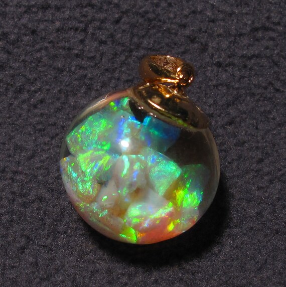 Floating Opals Necklace 6 Carats Aaa Lightning Ridge Emerald