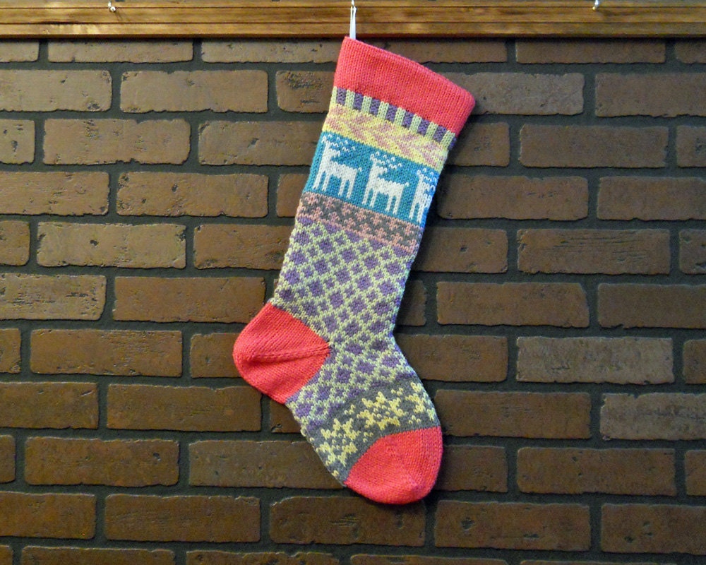 Christmas Stocking Hand Knit Fair Isle Christmas Stocking
