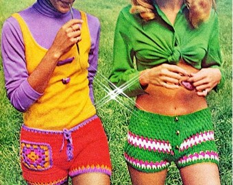 Crochet Shorts Pattern - PDF Instant Download - HIPPIE Pants - Gym Shorts - Digital Pattern - Workout Shorts - Hip Hugger Hot Pants