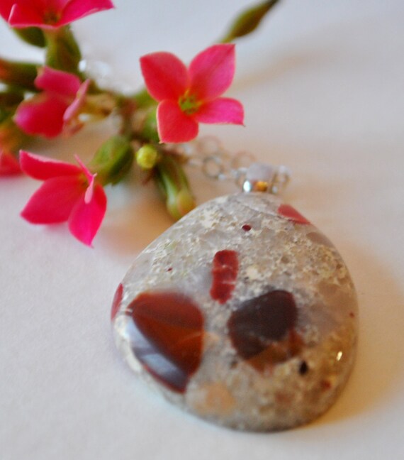 Michigan Pudding Stone on Sterling Silver chain simple boho