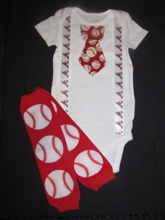 ATLANTA BRAVES inspired baseball outfit for baby boy tie