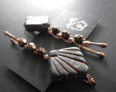 Fall Fashion- Brown Shell- Glass Faceted Beads- Copper- Bronze- Brown- Brunette- Beaded Bobby Pins- Hair Fashion Accessory- CassieVision