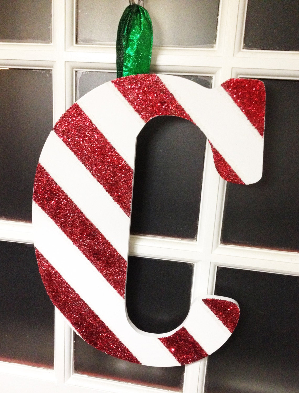 Christmas Wreath Letter, 18 inch Candy Cane Stripe, Handmade