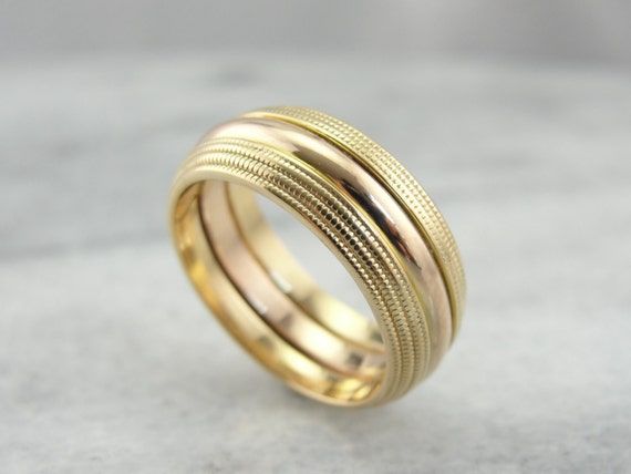 Wedding and gold Jabel TZWUM9 Rose Toned band Two D Band Gold  Vintage wedding Yellow jabel