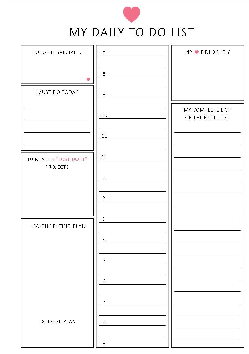 Daily Checklist Printable That are Influential | Tristan Website