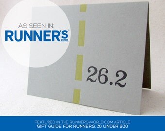 Letterpress Marathon Greeting Card, Marathon Running card, Half Marathon, Ready to Ship