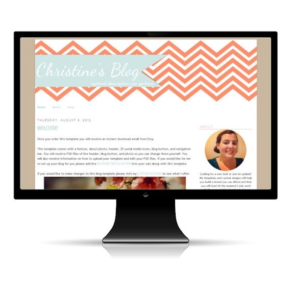 Christine Blogger Blog Template Il_570xn