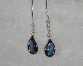 Ice blue sapphire and silver teardrop earrings
