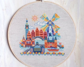 Pretty Little Amsterdam - Satsuma Street modern cross stitch pattern PDF - Instant download