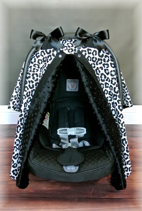 Items similar to DISCONTINUED** BLACK MINKY, car seat canopy, car seat cover, cheetah, leopard