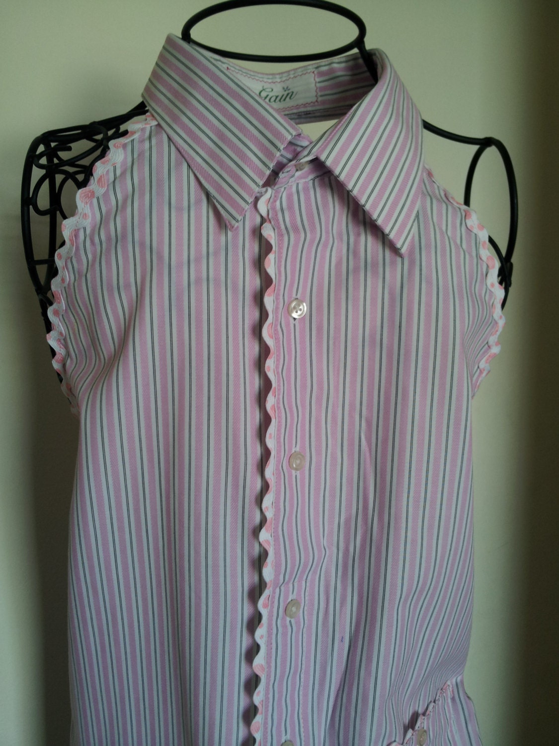 Apron made from upcycled men's shirt by sewaGaingirls on Etsy