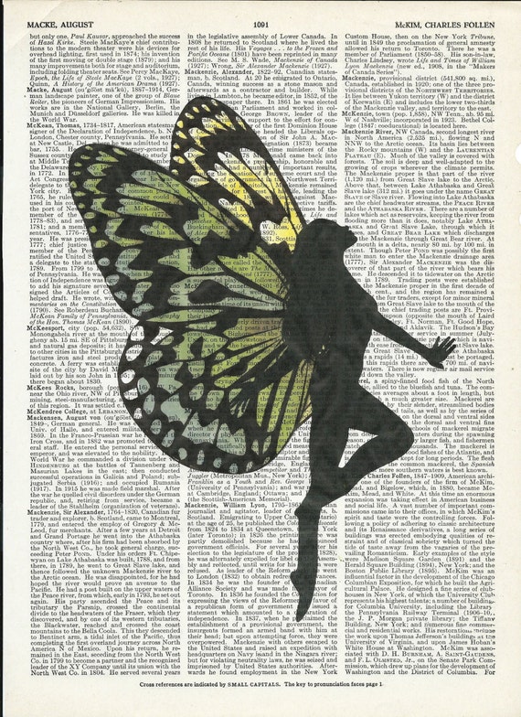 Illustration of Silhouette Fairy on Upcycle Vintage Page Dictionary Art Print Book Print Art Print Collage Print