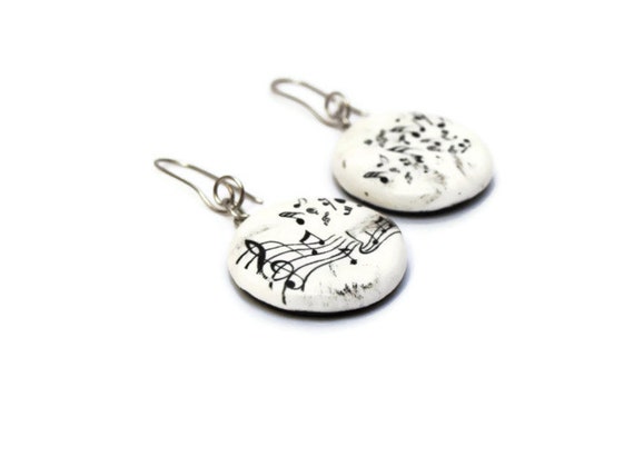 Polymer clay black and white earrings