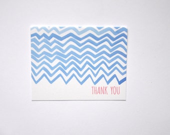 Illustrated Chevron Thank You Cards
