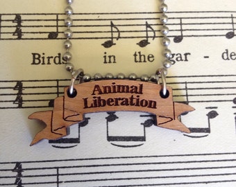 Animal Liberation banner necklace