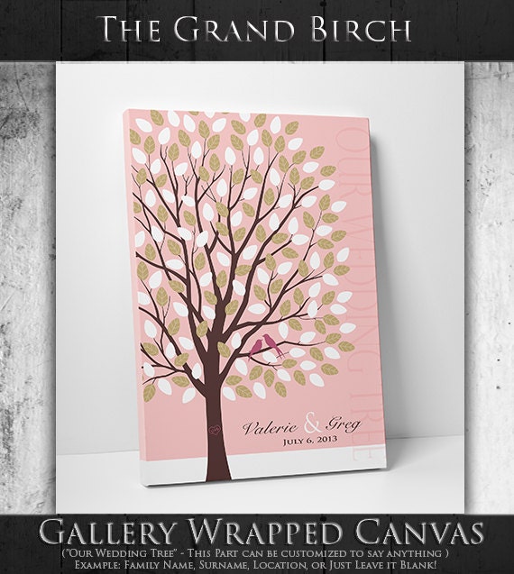 Wedding Guest Book Alternative - Custom Wedding Guestbook - Gallery Wrapped Canvas - 55-100 Signatures 16x20 Inches by WeddingTreePrints