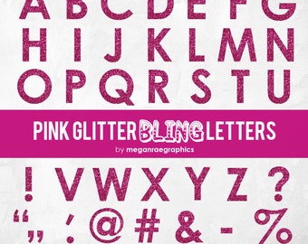 pink glitter letters etsy