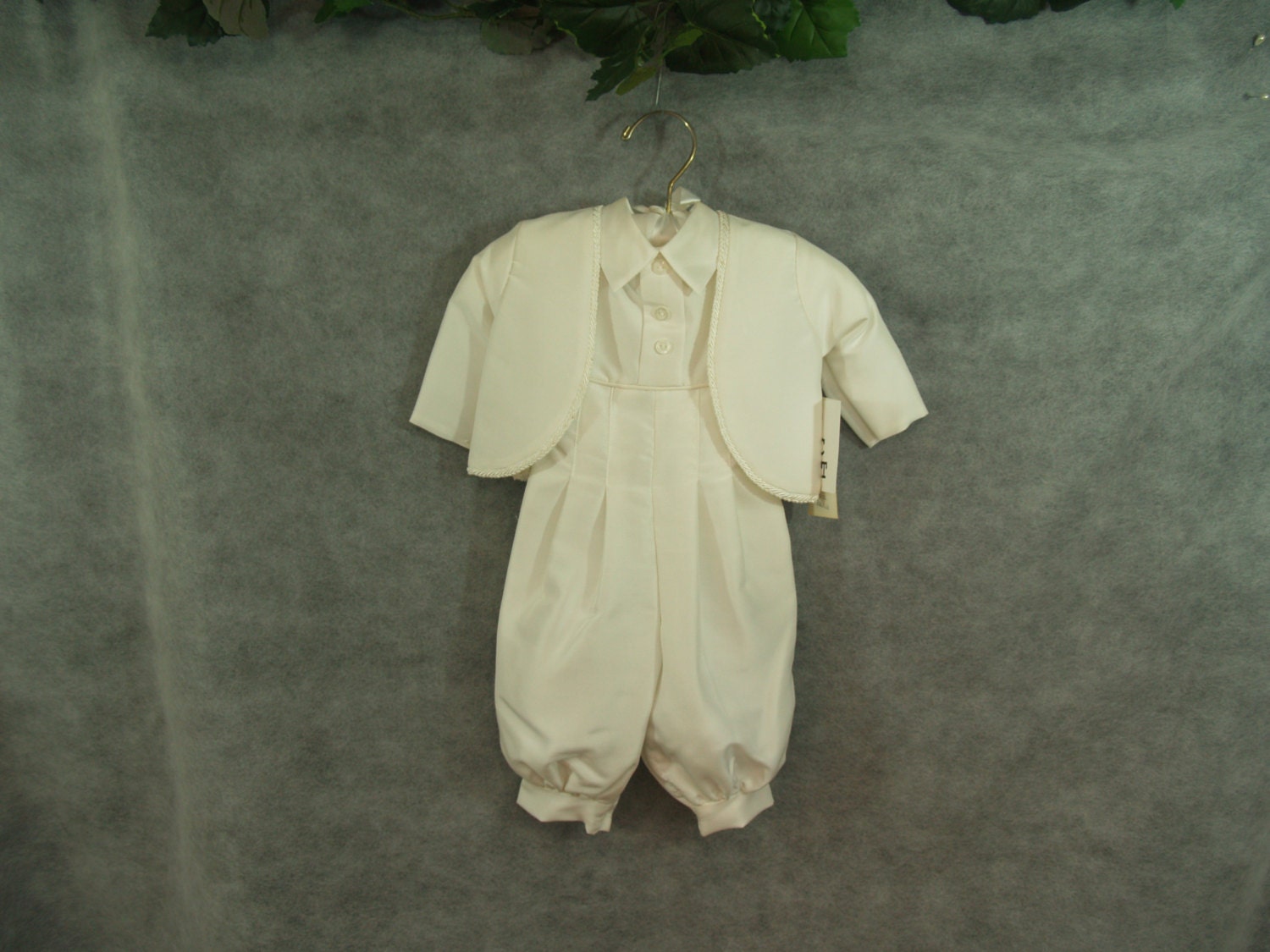 Silk Baby Boy Romper And Jacket Christening Suit Size 3