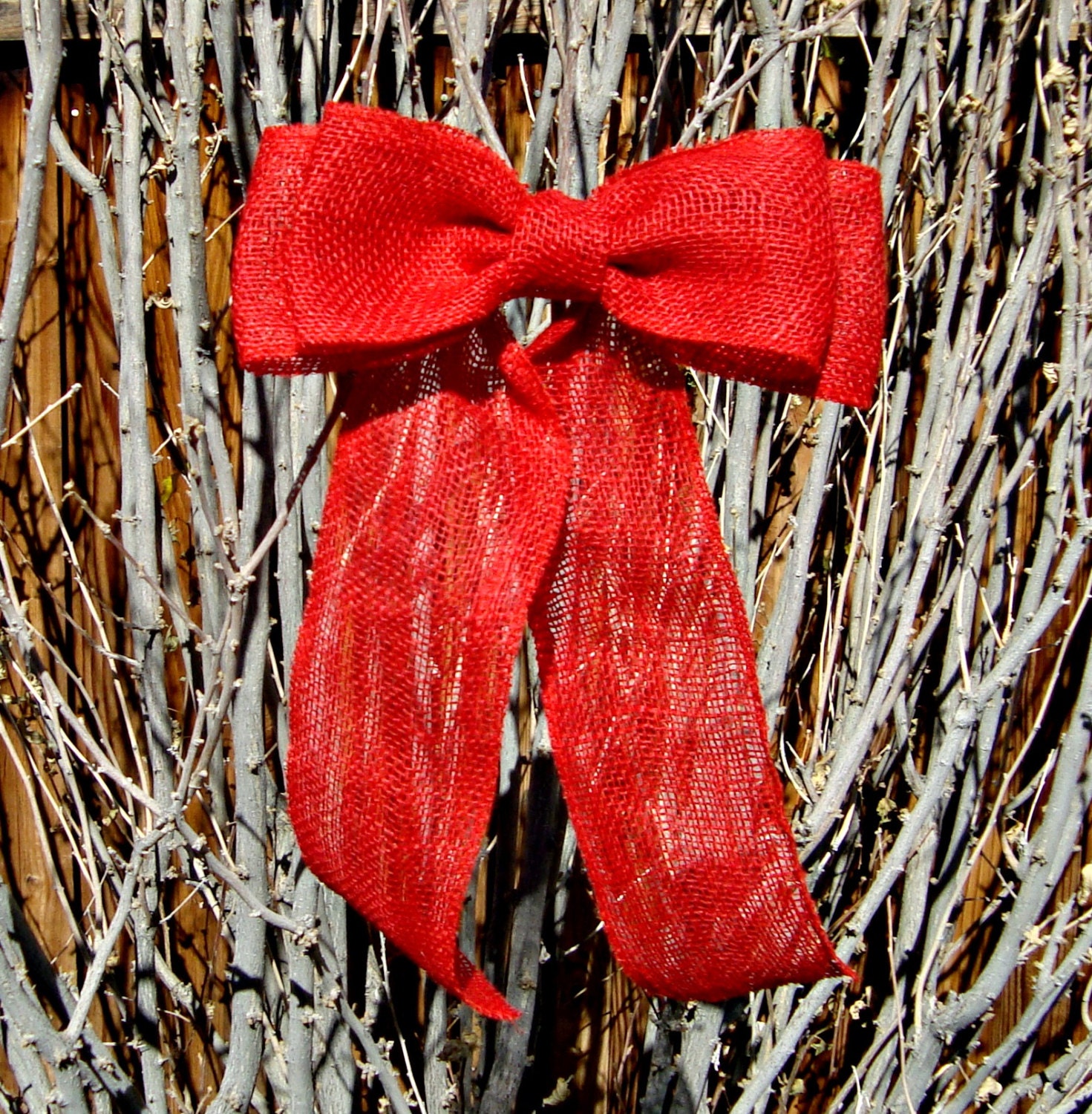 4 Pack of Red Burlap Bows - Christmas Bows - Wreath Bows - Christmas Decoration