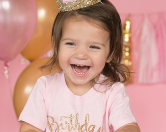 Custom Glittery Birthday Crown | Gold Glitter Birthday Crown | Girl Birthday Crown