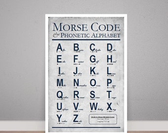 Morse Code and Phonetic Alphabet Art Print. Educational Aviation Art.